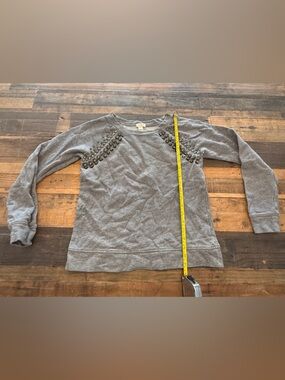 J. Crew Light Gray Crewneck Sweatshirt with Neckline Embellishment